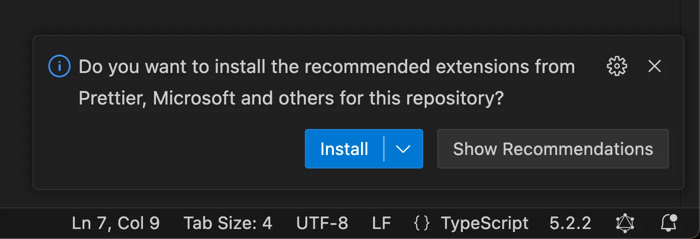 Screenshot of an extensions suggestion popup in VS Code.